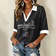 thumbnail image 4 of Bexdxz Polo Shirts for Women Three-Quarter Sleeve Vintage Printed Memorial Never Forget 9/11 25th Polo Shirt V Neck Tops Royal Blue 3XL, 4 of 5