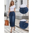 thumbnail image 2 of DARING DIVA Women's Midi Length Split Back Long Jean Skirts X-Small Dark Blue, 2 of 6