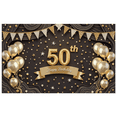 thumbnail image 6 of Elegant Golden Black 50th Birthday Banner Festive Decorative for Celebration Party Photo Booth Backdrop, 6 of 7