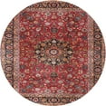 thumbnail image 1 of Ahgly Company Machine Washable Indoor Round Traditional Orange Salmon Pink Area Rugs, 4' Round, 1 of 7