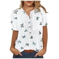 thumbnail image 2 of ICHUANYI Clearance For Women Summer Casual Short Sleeve T Shirt Loose Fit Lapel Tees Casual Blouses(White, S) ICHUANYI WER2023080708522, 2 of 4