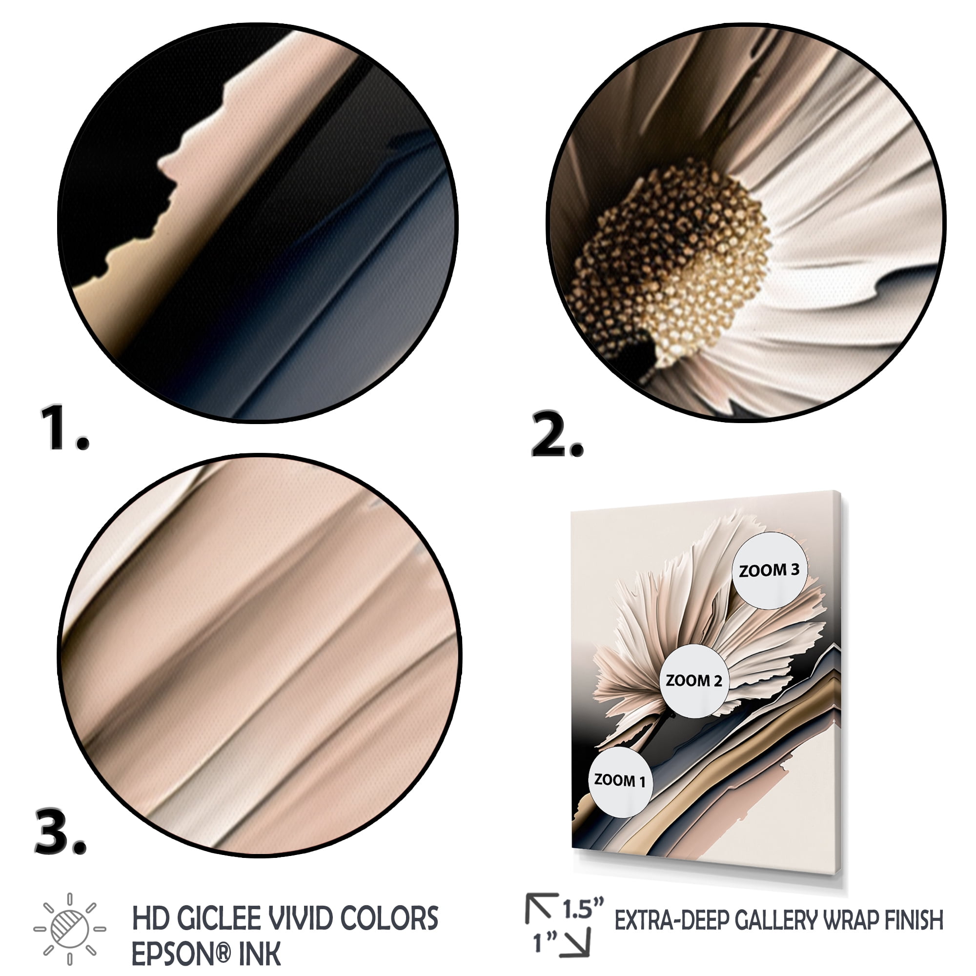 Designart Beige Gerber Flowers Hyperrealistic II Canvas Wall Art