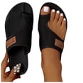 thumbnail image 4 of Yuanlong Womens Sandals Shoes Toe Loop Flat Thong Sandals Solid Color Dressy Daily Outdoor Beach Slide Sandals, 4 of 7