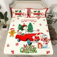 thumbnail image 2 of Manfei Red Truck 3pcs Twin Sheet Sets,Xmas Snowman Twin Fitted Sheet,Happy New Year Breathable Flat Sheet,Christmas Bedroom Decoration, 2 of 7