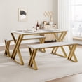 thumbnail image 4 of TROPOW Desk Chair,Kitchen Table Set with 2 Benches, Rectangular Dining Room Table Set with Sturdy Metal Frame, Saving Space for Kitchen, Dining Room, Apartment,White, 4 of 7