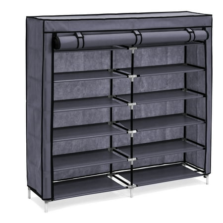 Grey Systems - Best Choice Products 6-Tier 36-Shoe Portable Home Shoe Storage Rack Closet Organization System w/ Fabric Cover - Gray