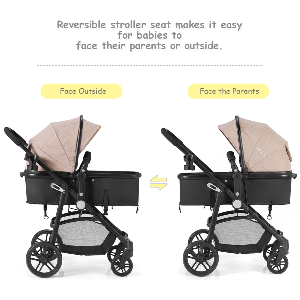 Infans Foldable Baby Stroller Kids Travel Newborn Infant Buggy Pushchair Coffee