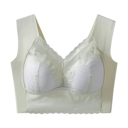Audhol Everyday Bras! Underwear Women s Wide Straps without Ring Gathered To Collect Side Breasts Large Size Tank Top Non Marking Bra Seamless Bras Green 5XL