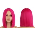 thumbnail image 5 of RightOn Hot Pink Short Wigs Straight Bob Hair Wigs for Women Middle Part Synthetic Wigs Daily Party Use, 5 of 5