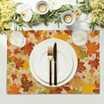 thumbnail image 3 of Fall Linen Placemats Set of 4 12x18 Inch Autumn Leaf Orange Place Mat Heat-Resistant Washable Wipeable Table Mat for Party Kitchen Dining Home Decor, 3 of 6