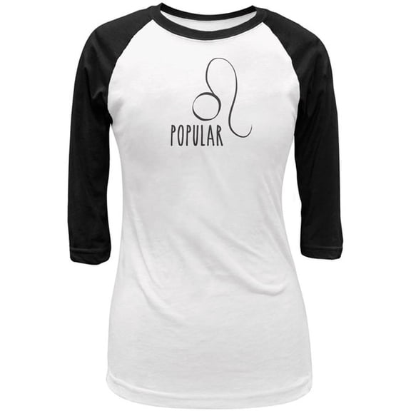 Leo Popular Juniors 3/4 Sleeve Raglan T Shirt White-Black SM