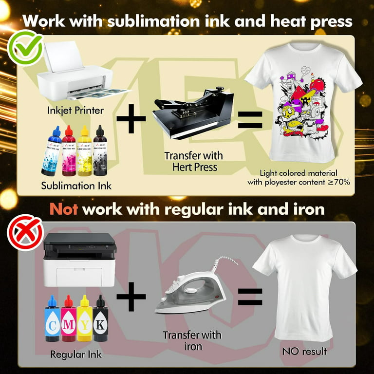 HTVRONT 150 Sheets 8.5x14 inches Inkjet Sublimation Paper Heat Transfer  Paper for Inkjet Printer T-shirt Clothes Printing 120g