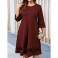 thumbnail image 7 of Cuteduck Women's Plus Size Casual Round-neck 3/4 Sleeve Fall Loose A-Line Shimmering Party Holiday Dress 1X-4X, 7 of 7