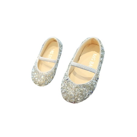 

SIMANLAN Children Dress Shoes Ankle Strap Mary Jane Sandals Comfort Flats Girl s Anti-Slip Princess Shoe Girls Slip On Silver 9C