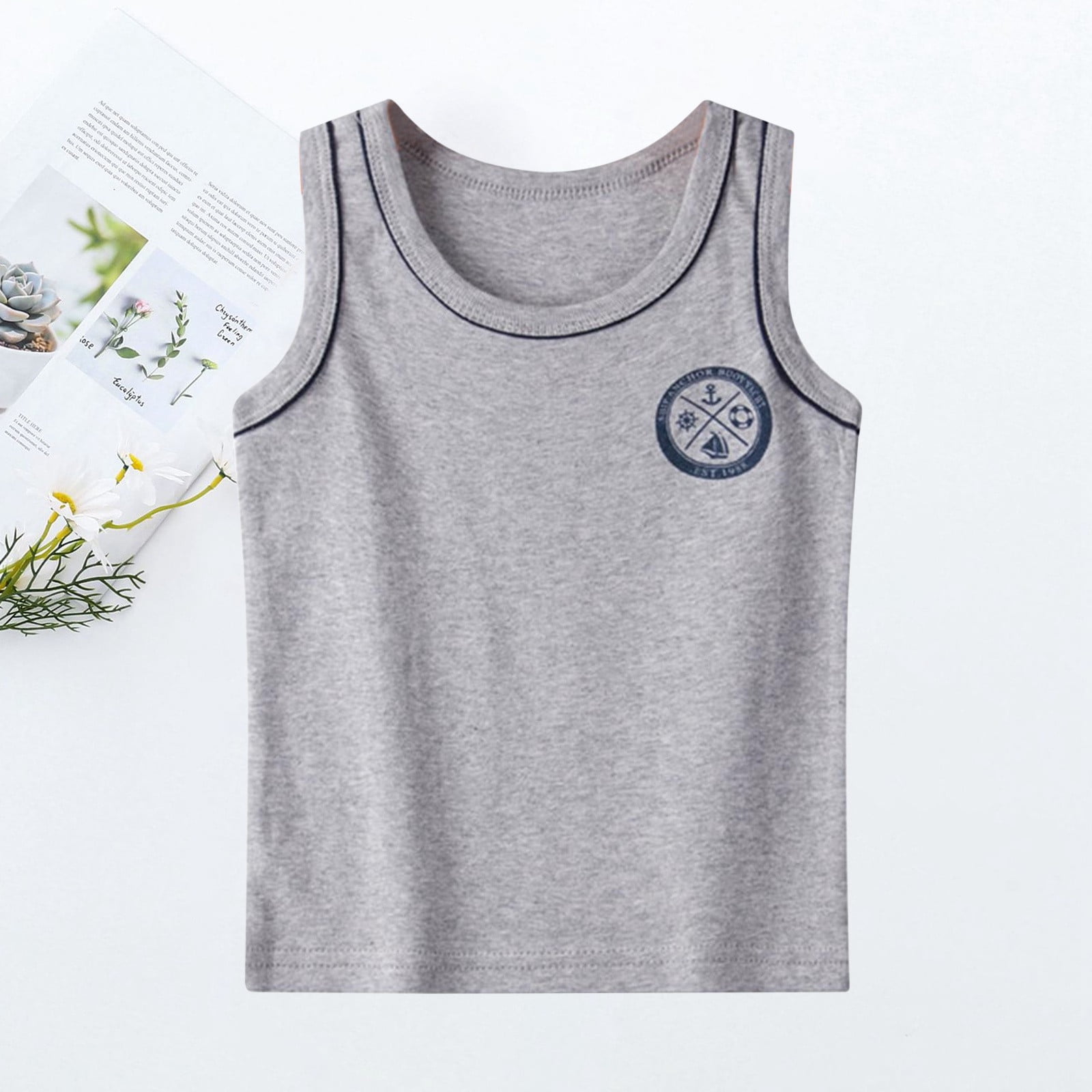WOYY Boys Lightweight Tank Top Cartoon Print Sleeveless Shirt Soft 