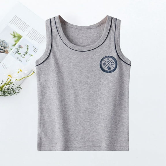 TOOYOU Boys Summer T-Shirt Children'S Sleeveless Outdoor Wear Shirt Vest Baby Print Spring Basic Wear Size 18-24 Months Grey