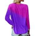 thumbnail image 3 of DYMADE Womens Leisure Gradient Print Long Sleeve Relaxed Fit Basic Tops T-Shirts Blouses, 3 of 3