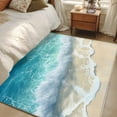 thumbnail image 5 of Aqua Blue Beach Area Rug 3x5 FT, Non Slip Entryway Bedside Carpet, Coastal Seawaves Sand Shore Scenery Washable Soft Floor Carpet Indoor Mat Non-Shedding Throw Rug for Dorm Kitchen Home Office, 5 of 9