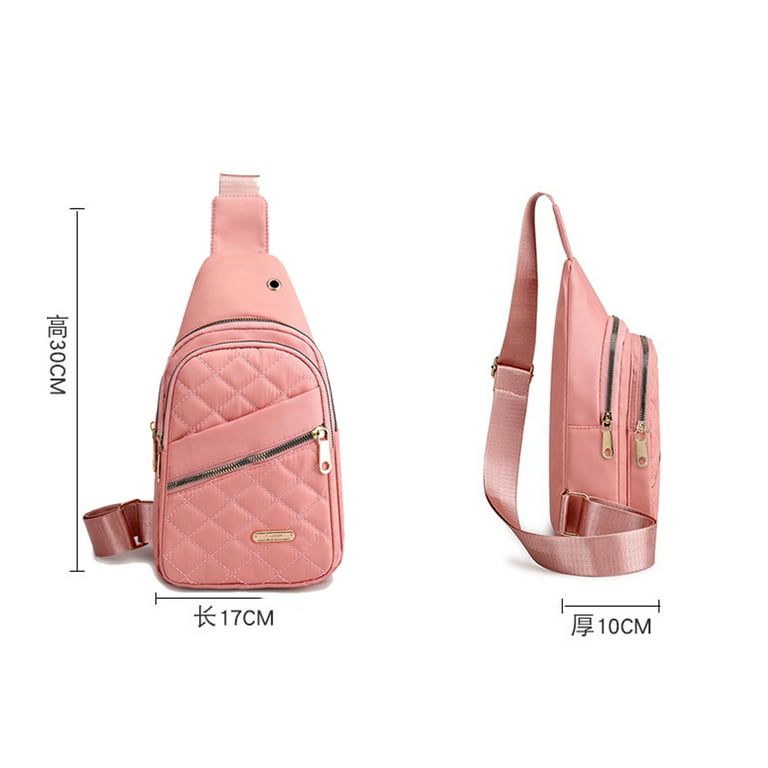 Female Sling Bags Crossbody Bag Nylon Shoulder Chest Bag,Pink 