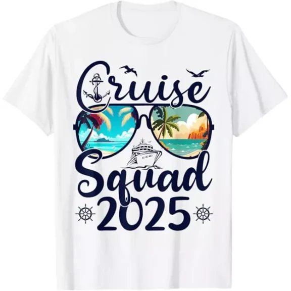 Hot Trending Cruise Squad 2025 Summer Vacation Matching Family Cruise T-Shirt S-5Xl Birthday Gifts; For Men & Women