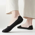 thumbnail image 5 of 5 Pairs Ice Silk No-Show Socks for Men, Ultra-Thin Breathable Liners with Cotton Sole & Non-Slip Grip for Summer Loafers & Sneakers Black, 5 of 6
