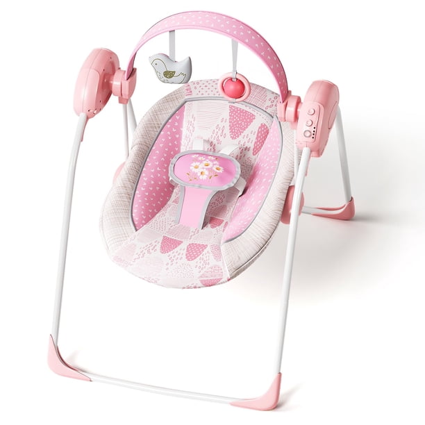 Columpio portátil para bebés Surbowbaby Pink con 5 niveles de velocidad y 6 canciones