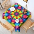 thumbnail image 2 of Tie Dye Vivid Petal Mandala Pattern Square Tablecloth,Waterproof Square Table Cover,Wipeable Spillproof Washable Table Cover for Home Kitchen Party Decor 52"x52"(132x132cm), 2 of 6