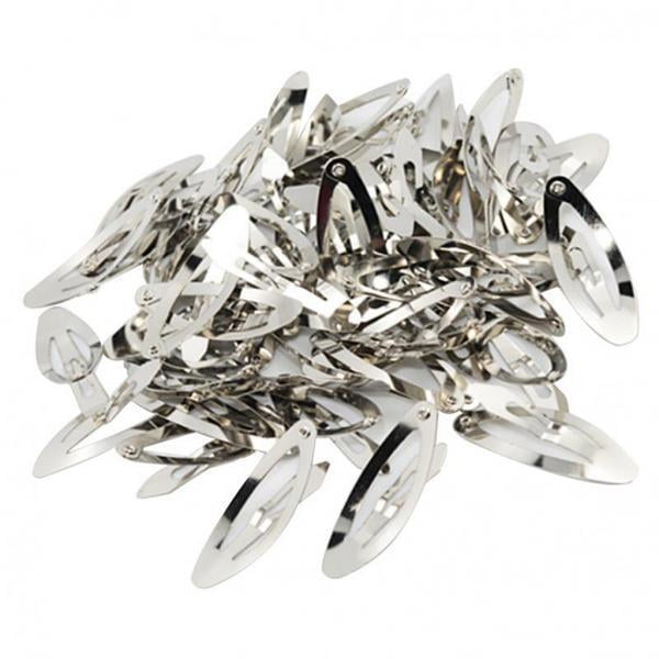 3x50pcs Broche De Presión Redondeado Oval Metal Plateado Lazo Para El Cabello Haga Clic En Barrette DIY 6cm Sunnimix Pinza para el cabello