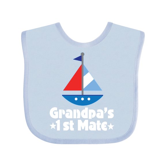 Inktastic Grandpas First Mate Nautical Sailboat Boys Baby Bib