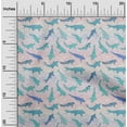 thumbnail image 2 of oneOone Viscose Jersey Turquoise Green Fabric Asian Japanese Koi Fish With Wave Quilting Supplies Print Sewing Fabric By The Yard 60 Inch Wide, 2 of 4