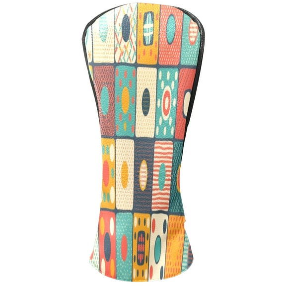 Golf Club Head Cover Waterproof Leather Golf Accessories HeadCovers Set Driver Headcover for Women Men Colorful Quilt-like Pattern