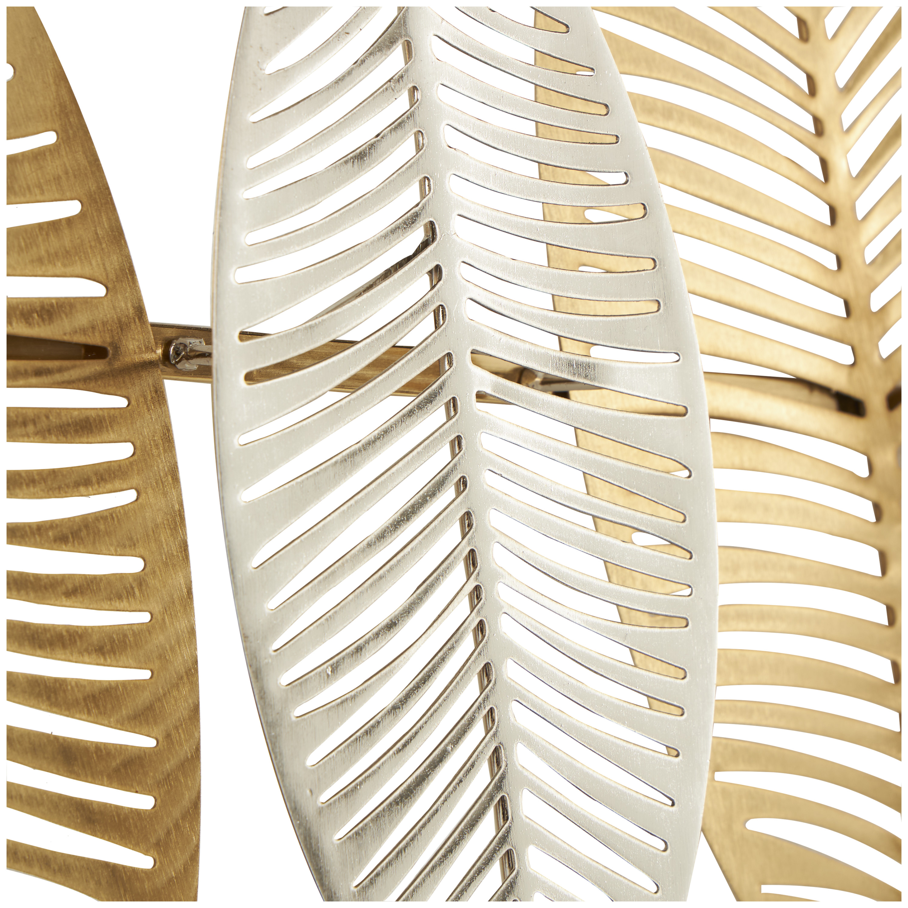 DecMode Gold Metal Metallic Leaf Wall Decor with Silver Accents
