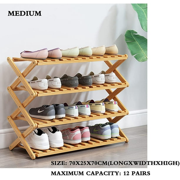 Wooden Shoe Rack Storage 4 Tier Narrow Tall Shoe Cabinet Organiser