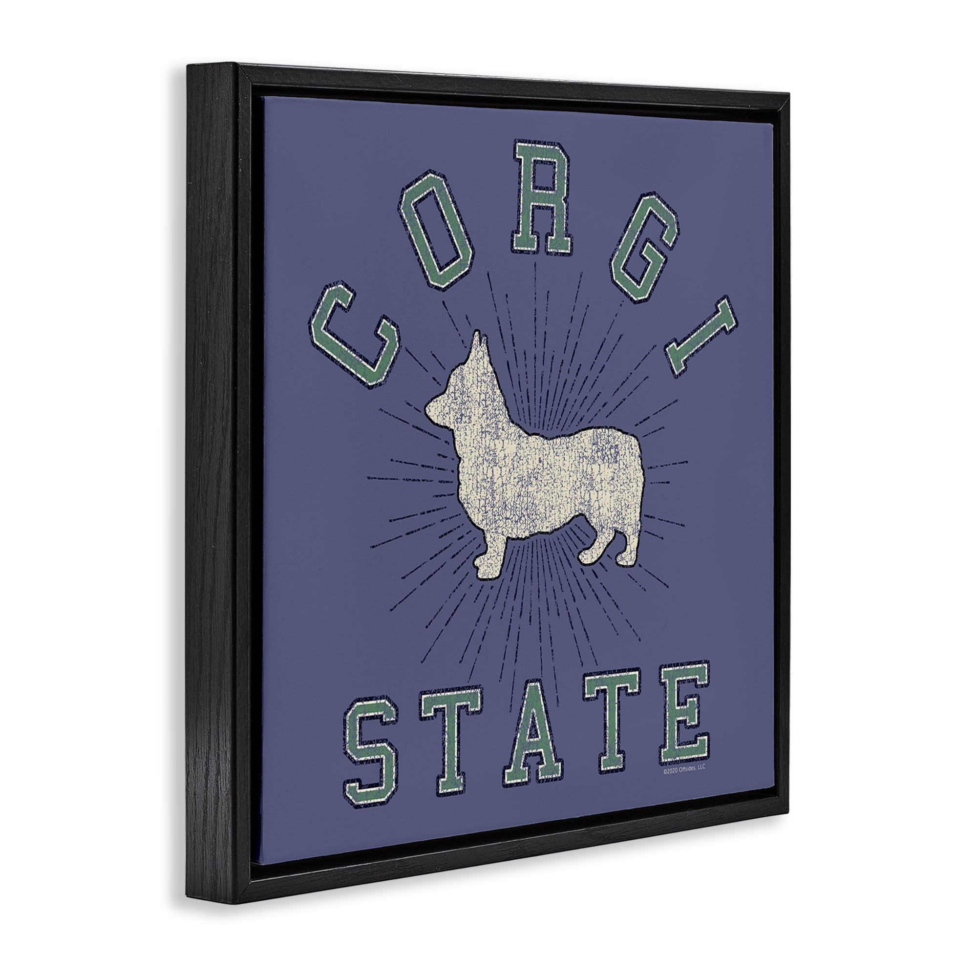 Stupell Industries Vintage Corgi State Novelty & Humor Painting Black Floater Framed Canvas Art Print Wall Art, 18 x 18