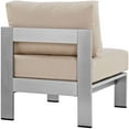 thumbnail image 3 of Silver Beige Shore Armless Outdoor Patio Aluminum Chair, 3 of 4