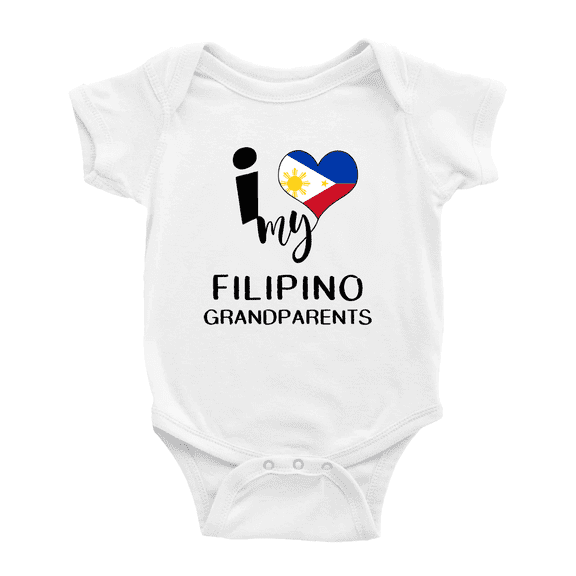 I Heart My Filipino Grandparents Philippines Love Flag Baby Bodysuit (White, 3-6 Months)