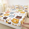 thumbnail image 3 of jejeloiu Cute Tiger Pattern Twin Sheet Sets,Kawaii Cartoon Bear Twin Fitted Sheet,Colorful Cartoon Wildlife Flat Sheet For Kids,Super Cozy Room Decor,3pcs, 3 of 7