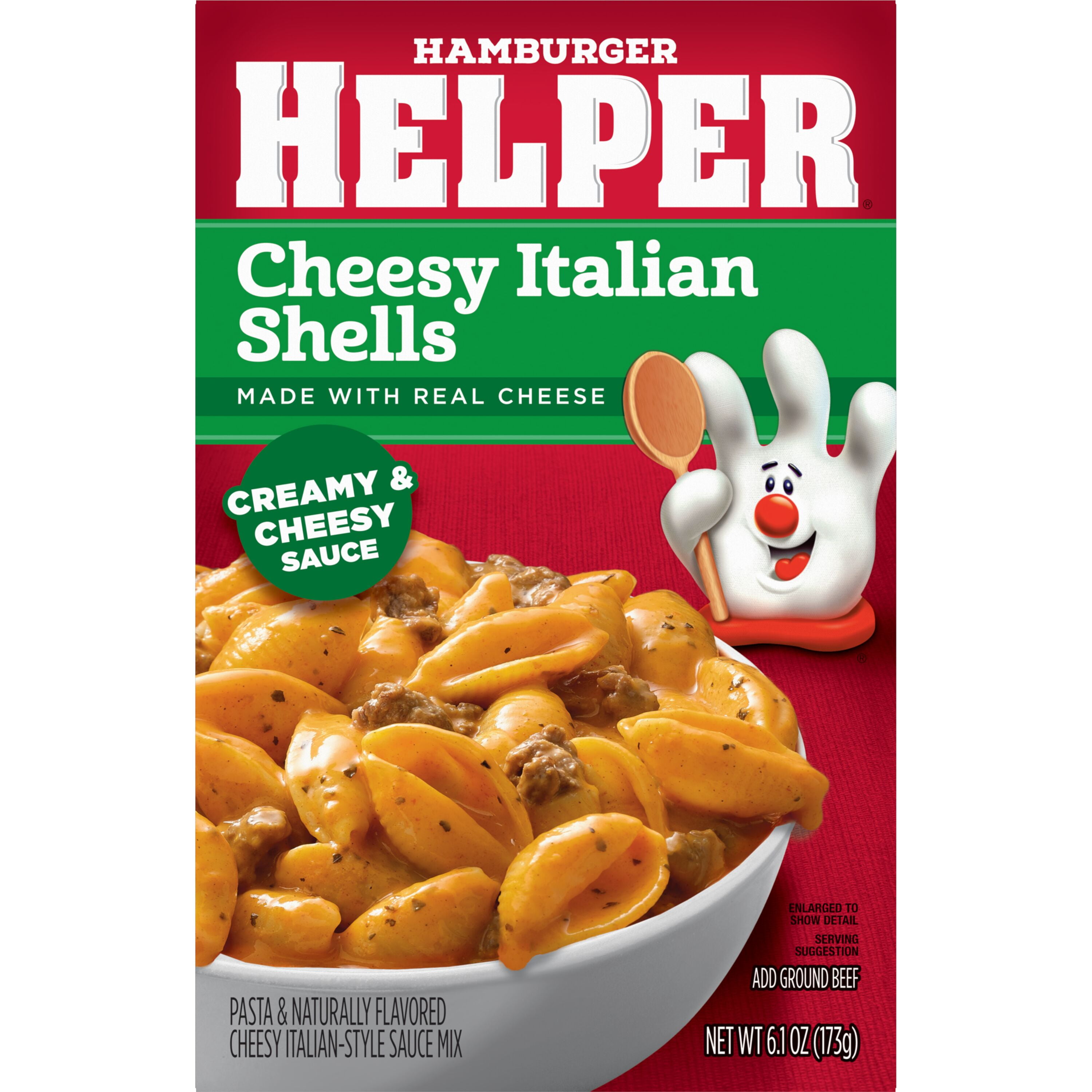 (8 pack) Hamburger Helper Pasta Cheesy Italian Shells, 6.1 Ounces Box