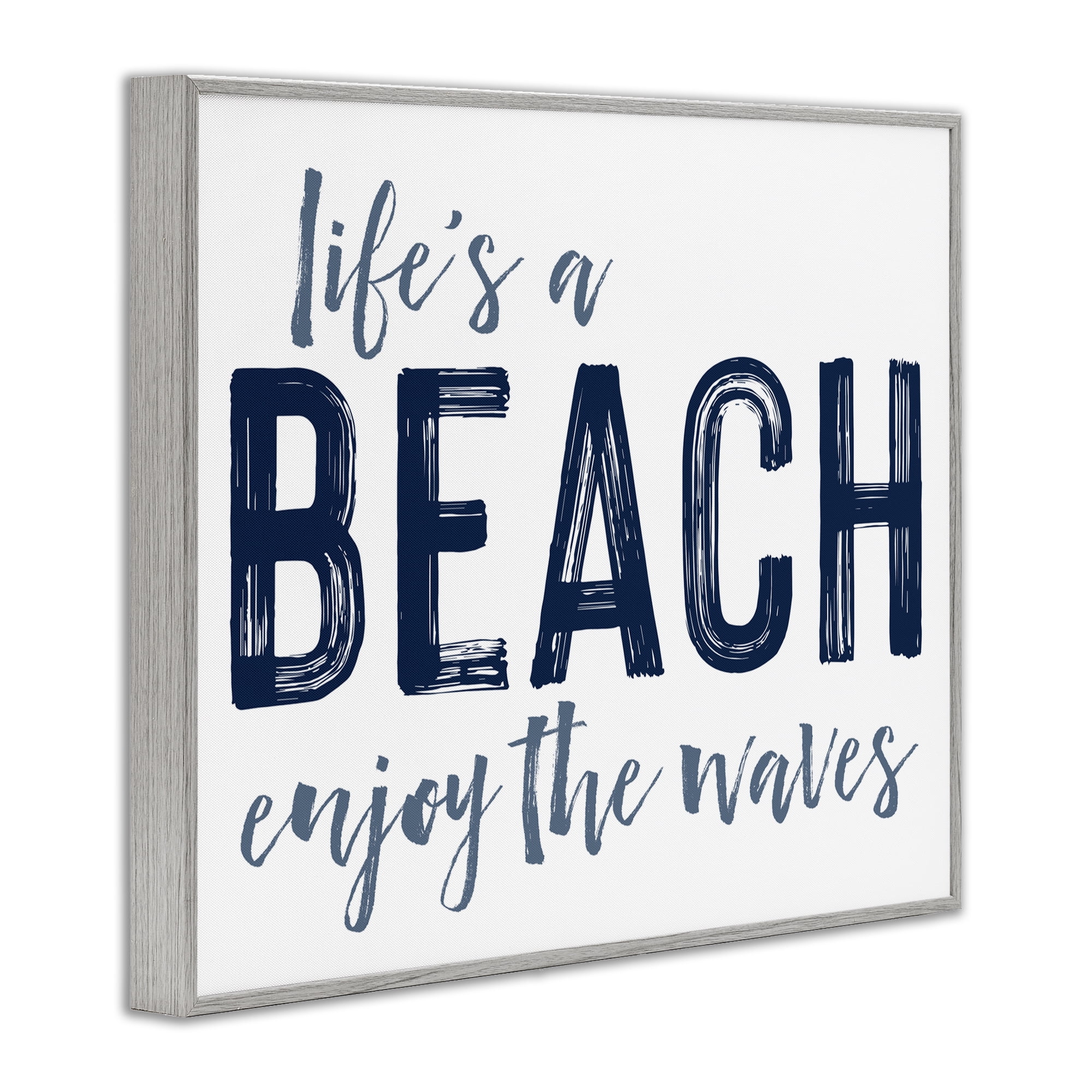 Summer Sentiment Enjoy Waves Gray Framed Giclee Art, design by Lettered and Lined