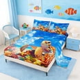 thumbnail image 2 of Manfei Cartoon Sea Turtle Full Size Sheets for Kids Boys and Girls, Colorful Coral Bed Sheets 4 Pieces, 1 Flat Sheet, 1 Fitted Sheet and 2 Pillowcases, 2 of 6
