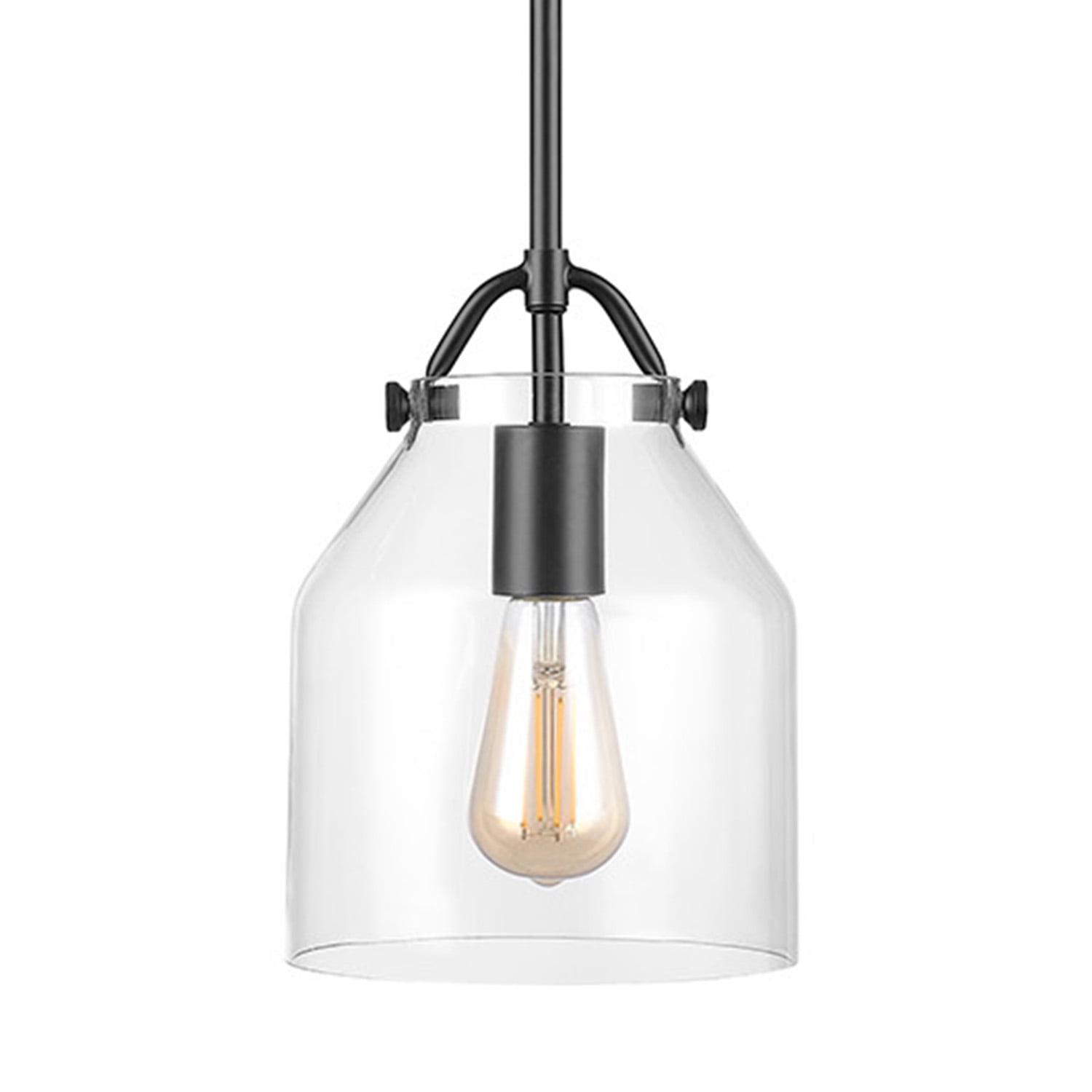 Globe Electric 1-Light Matte Black 54" Pendant Light with Clear Glass Shade, 91006245
