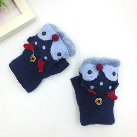 

XMMSWDLA Children Gloves Winter 3-7 Years Old Children Plus Velvet Thick Gloves Cartoon Flip Cover Fingerless Warm Gloves Deals Clearance