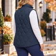 thumbnail image 3 of Plus Size Vest for Women Baeitkot Solid Color Zip Up Sleeveless Outerwear with Pockets Warm Casual Streetwear Navy L, 3 of 8