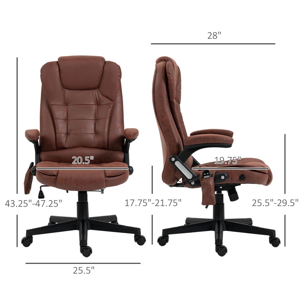 Demi Bonn Vibration Massage Chair with 6 Vibration Points, Armrest, Reclining Backrest, Heated, Microfiber Computer Chair, Office Desk Chair for Home, Brown