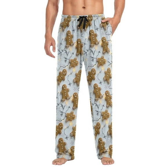 joogoo Men's Pajama Pants Gingerbread Christmas Soft Long Sleep Lounge Pjs Bottoms L