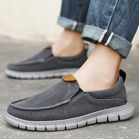 Sneakers Men s Shoes Casual Canvas Loafers Solid Color Slip On Flats Classic Comfortable Large Size Soft Breathable Male Shoes (black 47)