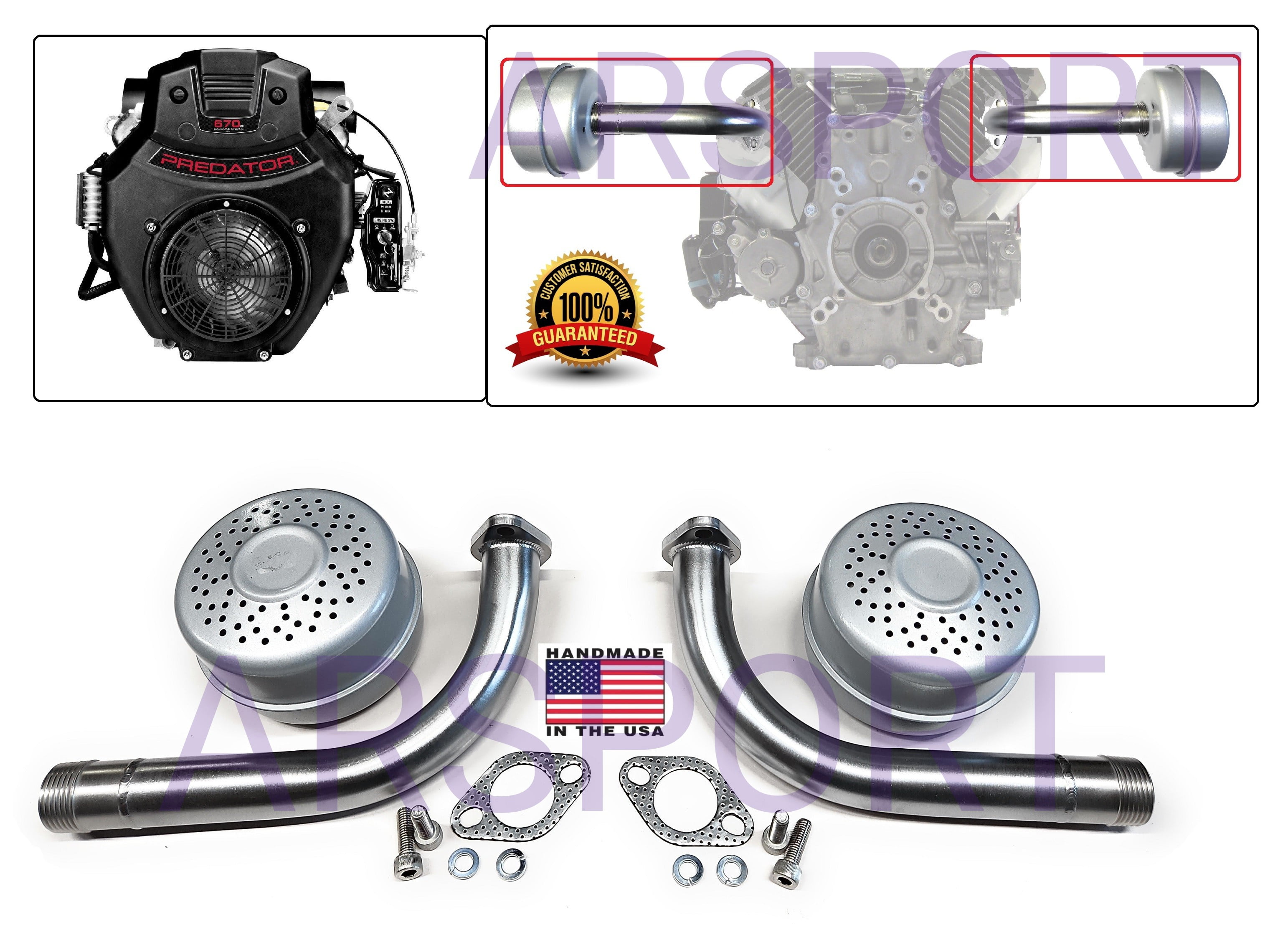 Exhaust pipes mufflers For Predator 670cc VTwin Go Kart Mini Bike