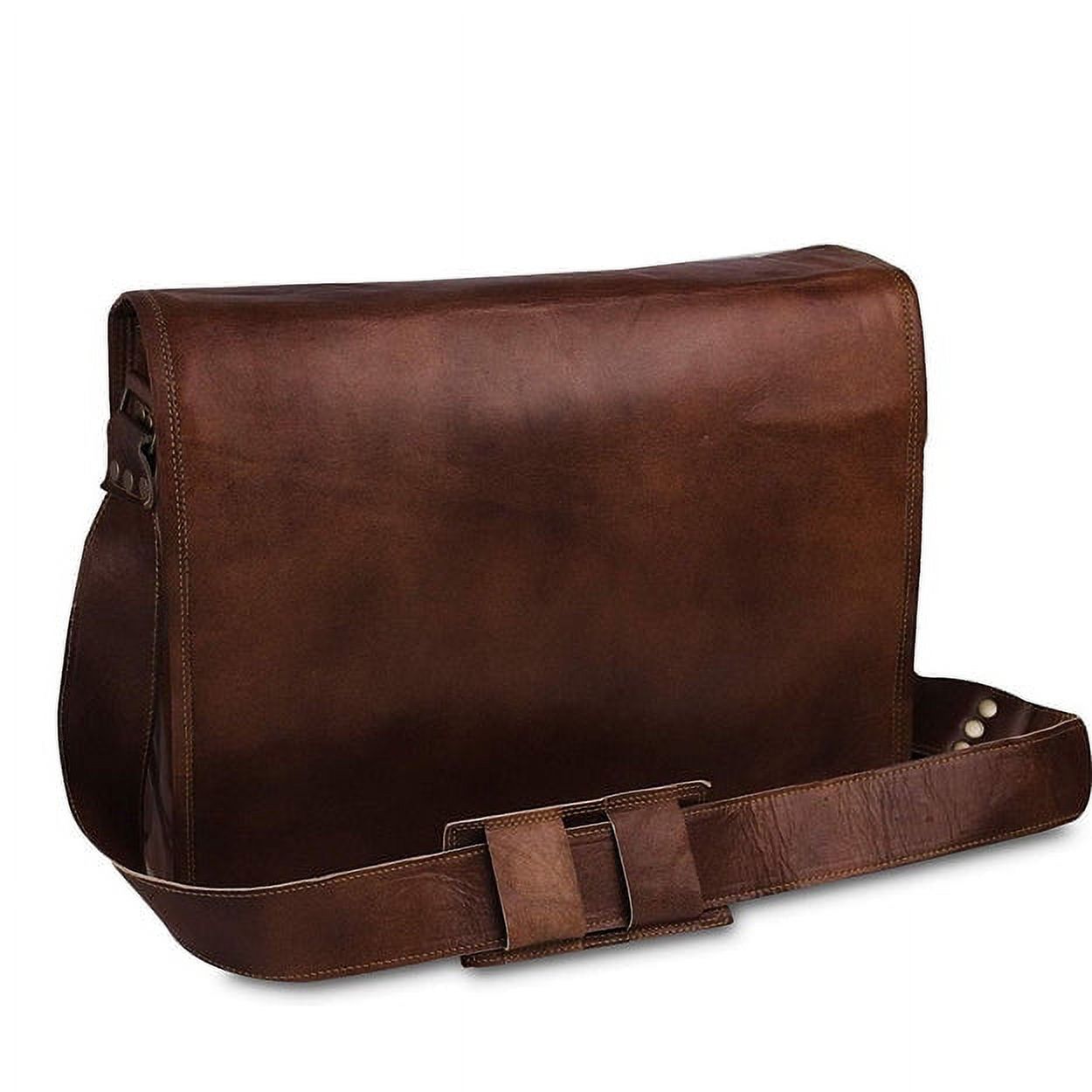 MaheTri 15" Leather Messenger Bag for Men and Women - Laptop Briefcase Bag For College, Office, Adjustable Shoulder Strap Satchel