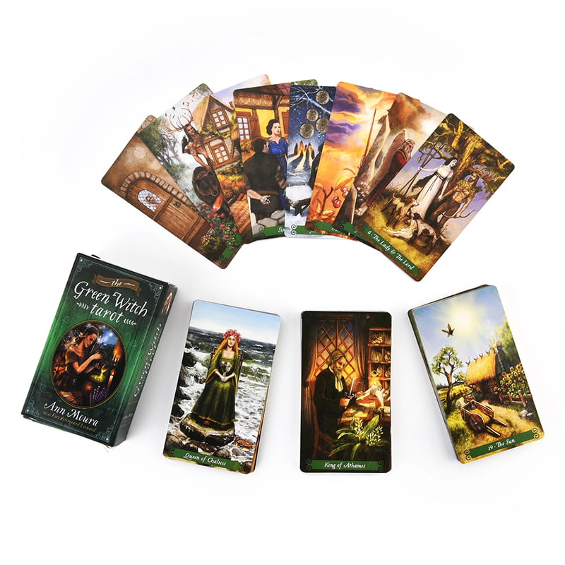 Huluda 78pcs The Green Witch Tarot Cards Deck Party Board Game Oracle Playing Card