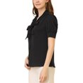 thumbnail image 4 of Allegra K Women's Work Office Short Sleeve V Neck Bow Tie Blouse Top, 4 of 7